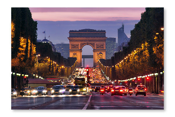  Paris, Champs-elysees At Night 28 po x 42 po : Cadre d'art mural et panneau de tissu