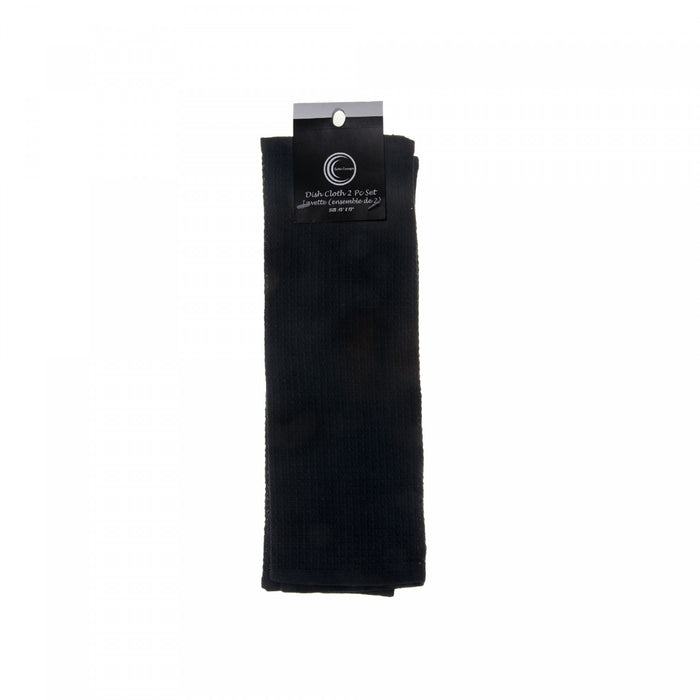 Linge à vaisselle noir à motif gaufré 2 pièces - ensemble de 6