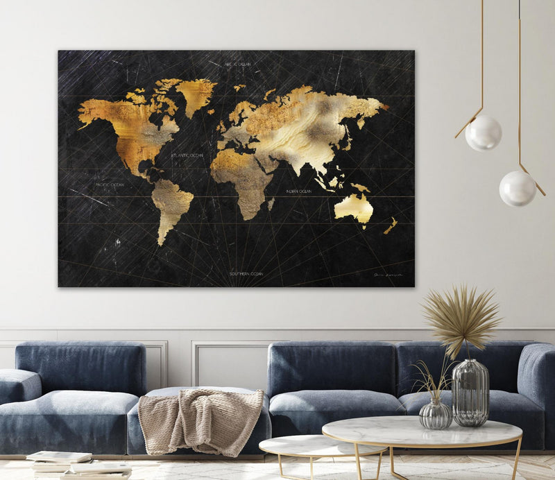 Œuvre d’art murale Giant Art « Dramatic World Map » 84 x 54