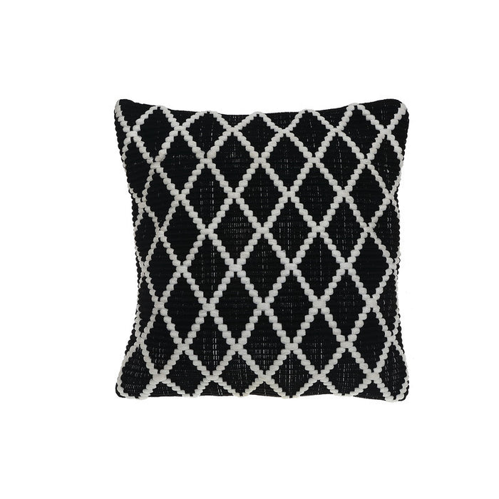 Coussin côtelé noir à motif de diamants - ensemble de 2