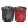 Bougeoirs pour bougie chauffe-plats en verre avec arbres ambrés - ensemble de 2 bougeoirs