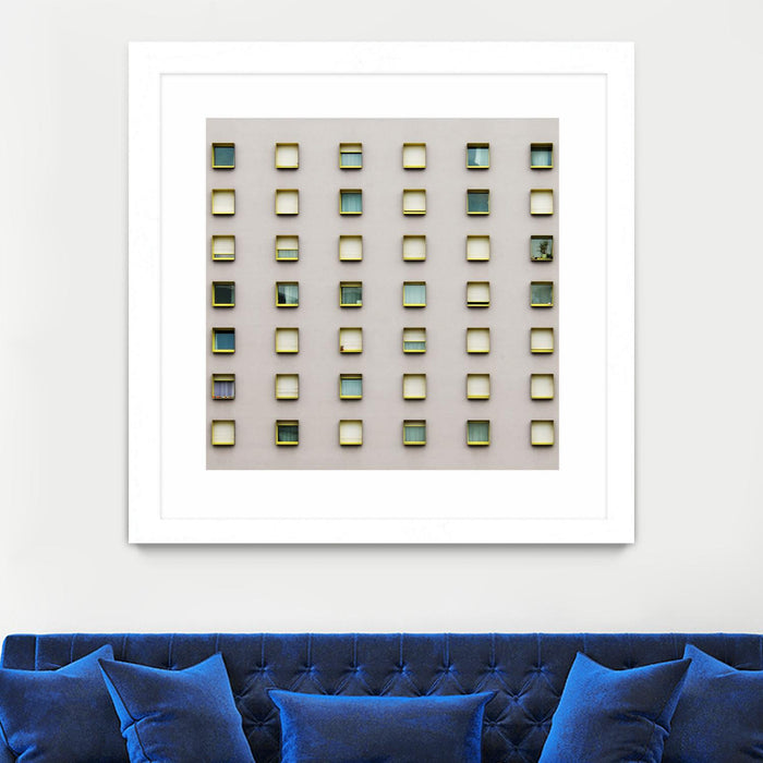 Œuvre d’art murale encadrée blanche et mate « Windows Ii » 36 x 36