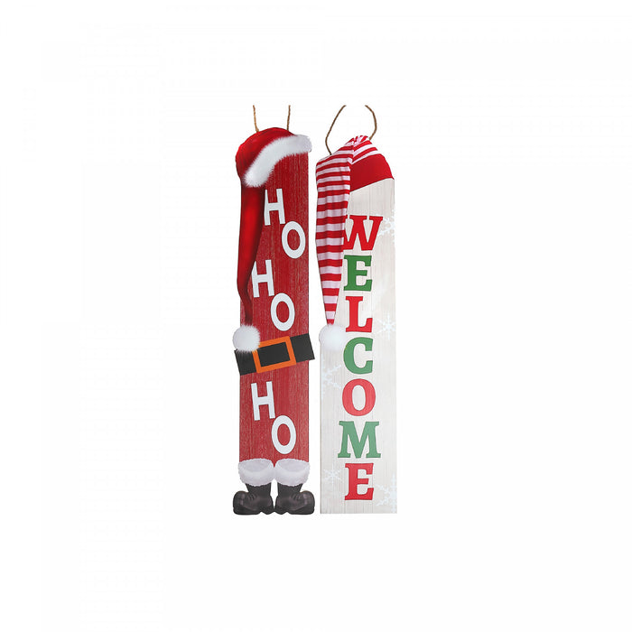 Panneau pour galerie « Welcome » et « Ho ho ho » en bois - ensemble de 2