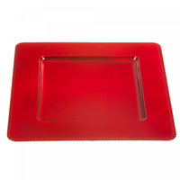 Assiette de présentation carrée de 13 po rouge bordée de perles - ensemble de 2