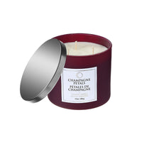 Bougie parfumée de luxe de 14 oz à 3 mèches à arôme de pétales de champagne avec couvercle - ensemble de 2