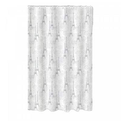 14pc Set Peva S. Curtain 12 Hooks and Bathmat Paris Shower Curtains|Ensemble 14 pièces Paris en CAV/E avec rideau de douche à 12 crochets et tapis de salle de bain