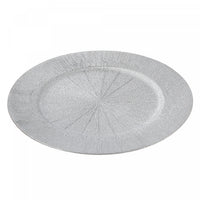 Assiette de présentation de 13 po argentée à motif de dessin dans le sable - ensemble de 6
