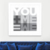 "You Me We I" Matted and Framed White 36x36 Wall Art