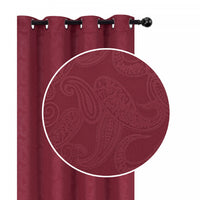Panneau coupe-lumière embossé rouge de 84 po à motif cachemire - ensemble de 2 rideaux et stores