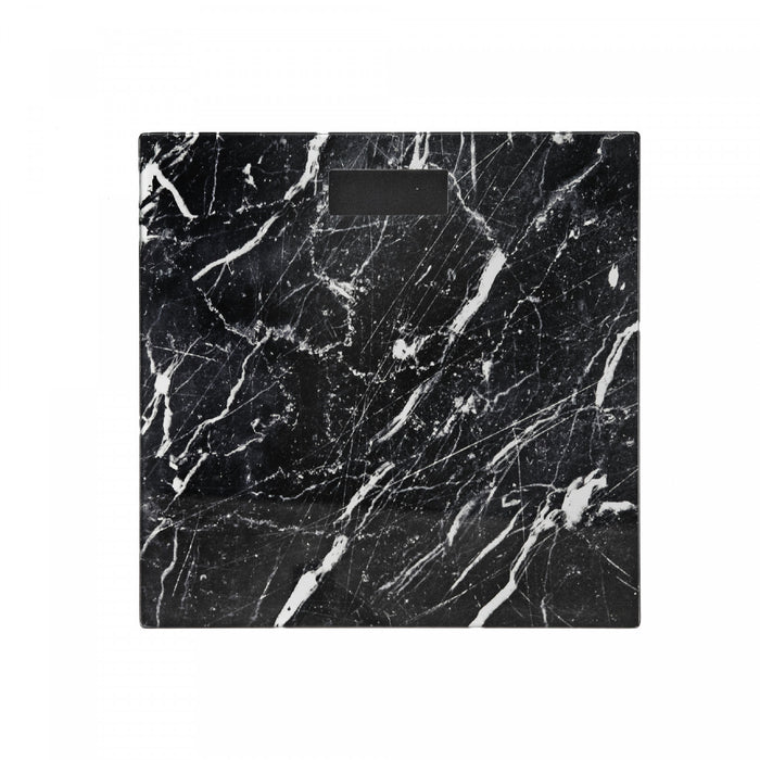 Pèse-personne numérique carré en verre - accessoires de salle de bain d’apparence marbre noir