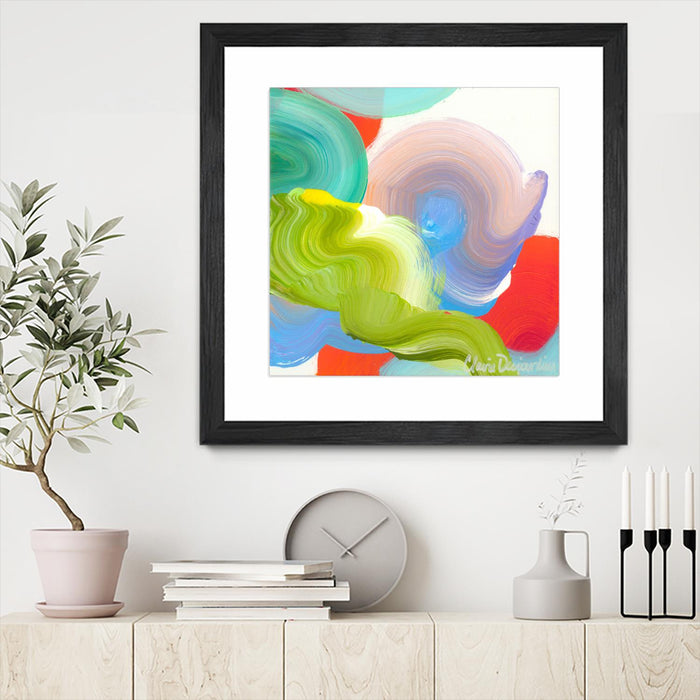 Œuvre d'art murale encadrée noire et mate « Vav 05 » 30 x 30