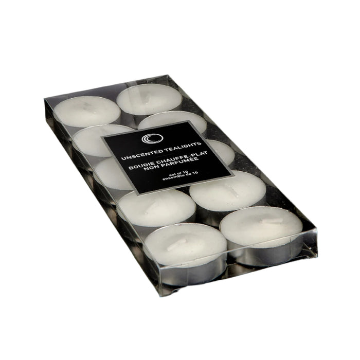 Paquet de 10 bougies chauffe-plats blanches non parfumées - ensemble de 2 paquets de bougies
