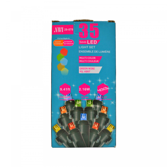 Jeu de 35 lumières à DEL de 5 mm pour l’intérieur et l’extérieur avec ampoules multicolores - ensemble de 2 jeux de lumières de Noël