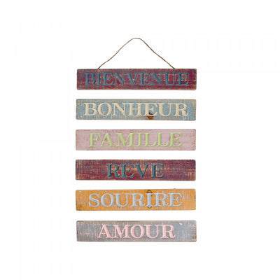 Etched Inspirational Wood Plaques French - Set of 6 Wall Decor|Décorations murales de style plaque gravées inspirantes en français en bois - ensemble de 6 décorations murales