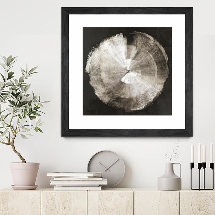 Œuvre d’art murale encadrée noire et mate « Touch Of Silver » 36 x 36