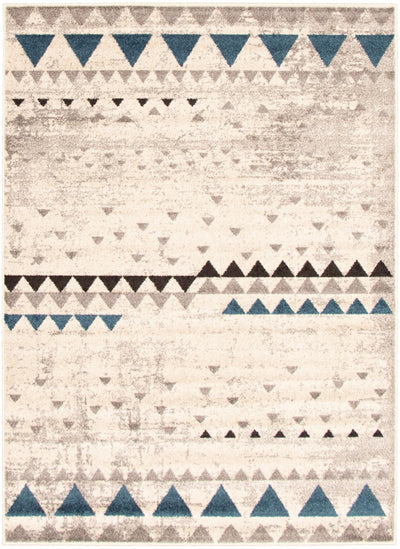 Raja Ivory-Blue Area Rug - 5'3" x 7'3"
