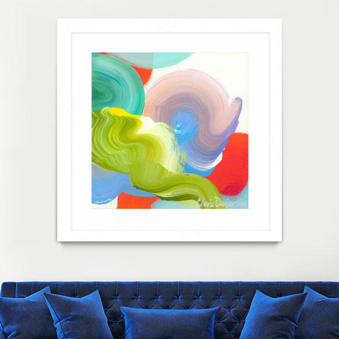 Œuvre d’art murale encadrée blanche et mate « Vav 05 » 36 x 36