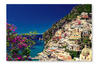 Town of Positano, Italy 16 po x 24 po : Oeuvre d’art murale en panneau de tissu sans cadre