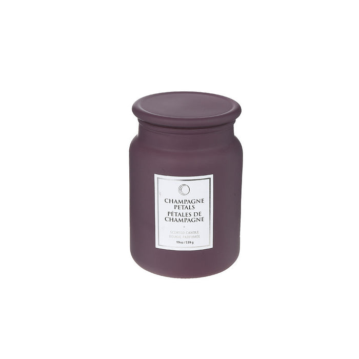 Bougie parfumée de luxe de 19 oz à arôme de pétales de champagne avec couvercle en verre - ensemble de 2