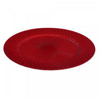 Assiette de présentation de 13 po rouge à motifs de pois et de diamant - ensemble de 6