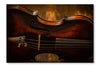 Detail of Old Violin in Vinstage Style on Wood Background 28 po x 42 po : Oeuvre d’art murale en panneau de tissu sans cadre