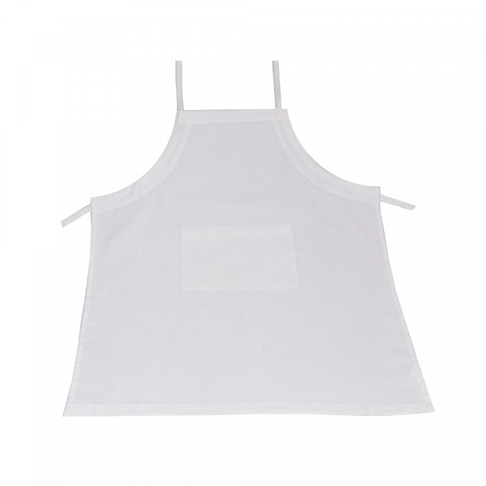 Tablier en polyester-coton blanc avec poche