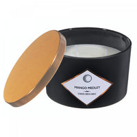 Bougie parfumée noir mat de 14 oz à 3 mèches à arôme de mélange de mangue