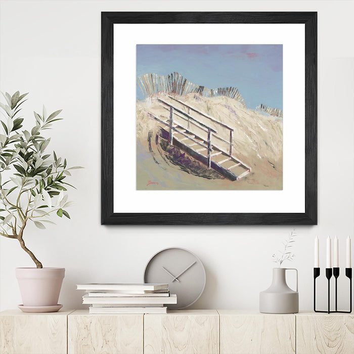 Œuvre d’art murale encadrée noire et mate « Beach Access » 30 x 30
