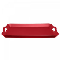 Plateau de service rectangulaire rouge avec poignées