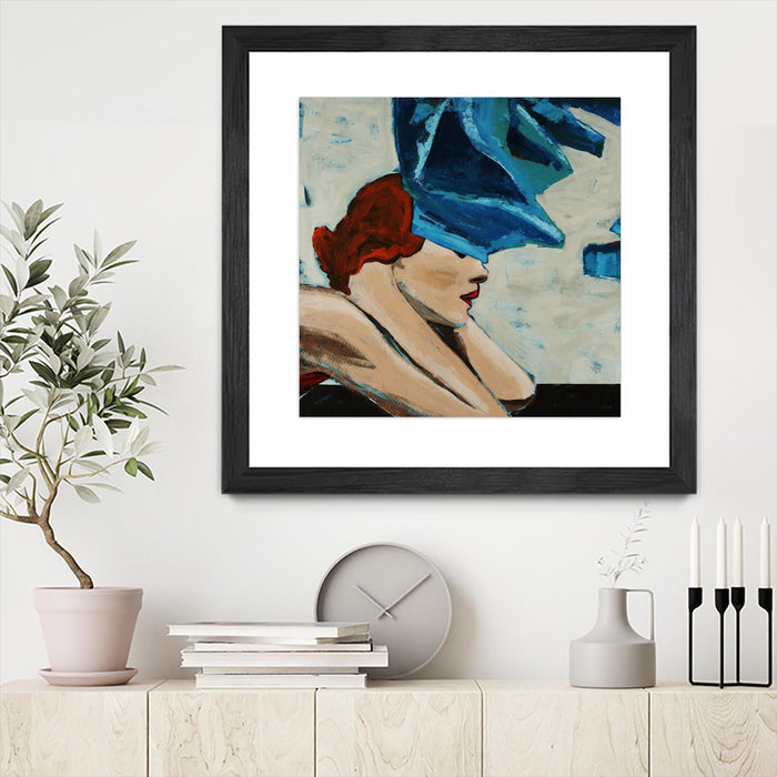 Œuvre d’art murale encadrée noire et mate « On The Rocks » 30 x 30