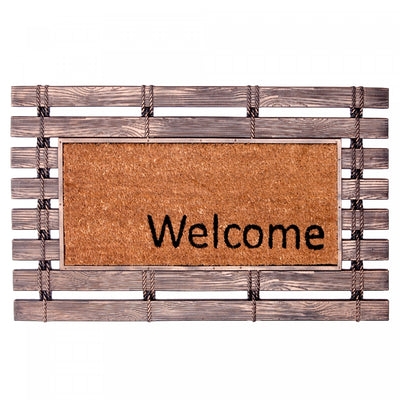 Welcome Rubber Fence with Coir Floormat|Tapis de plancher « Welcome » représentant une clôture en caoutchouc avec fibre de coco