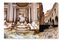 Collage of Trevi Fountain 24 po x 36 po : Oeuvre d’art murale en panneau de tissu sans cadre