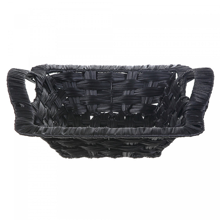 Panier tressé noir 13 x 11 avec poignée carrée - ensemble de 2