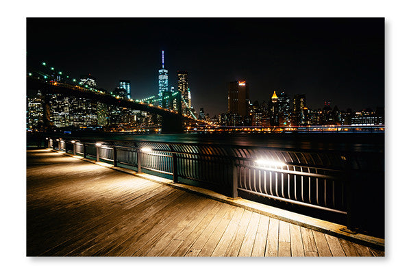  The Brooklyn Bridge And Manhattan Skyline 28 po x 42 po : Cadre d'art mural et panneau de tissu