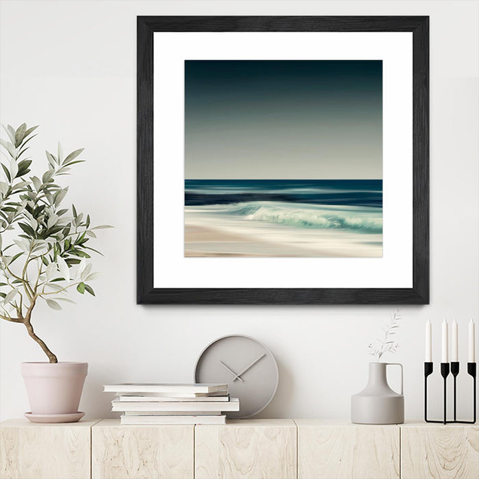 Œuvre d’art murale encadrée noire et mate « Cristal Surf » 30 x 30