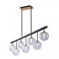 Luminaire pour îlot Aurelia noir et laiton mat à 7 ampoules
