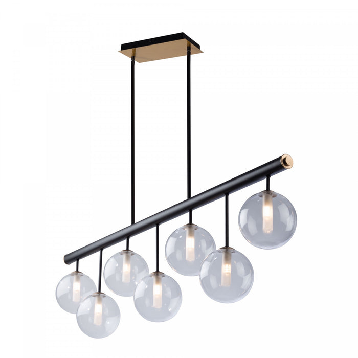 Luminaire pour îlot Aurelia noir et laiton mat à 7 ampoules