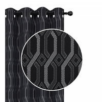 Panneau coupe-lumière Chain Link de 84 po noir en jacquard - ensemble de 2