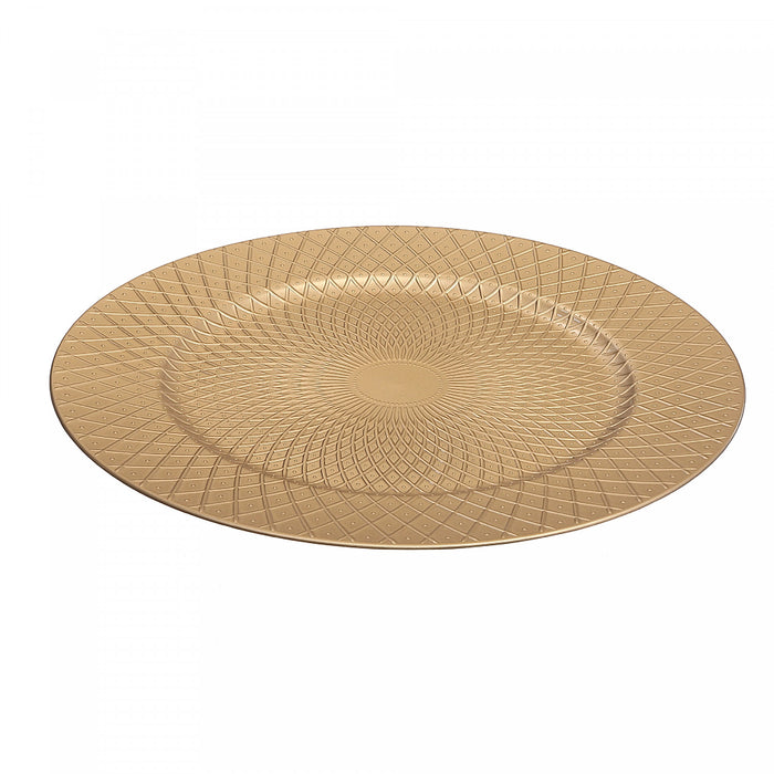 Assiette de présentation de 13 po dorée à motifs de pois et de diamant - ensemble de 6