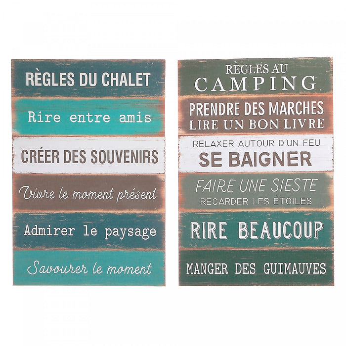 Panneau mural de style plaque « Règles Du Chalet »