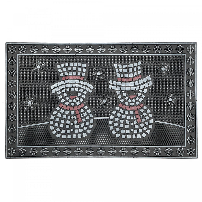 Tapis de plancher avec deux bonshommes de neige, en caoutchouc