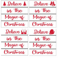 Ensemble de 4 sous-verre « Believe in The Magic of Christmas » en bois et émail