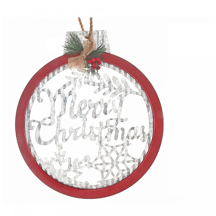 Ornement mural « Merry Christmas » découpé, galvanisé et ondulé