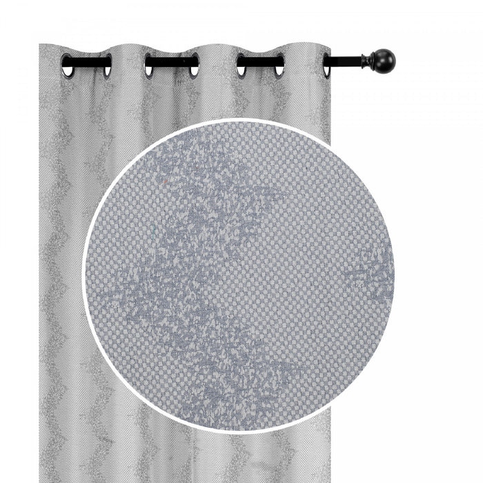 Rideau de 84 po argenté en jacquard à motif de chevron - ensemble de 2