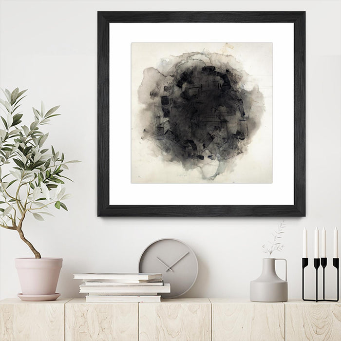 Œuvre d’art murale encadrée noire et mate « Positives And Negatives I » 36 x 36
