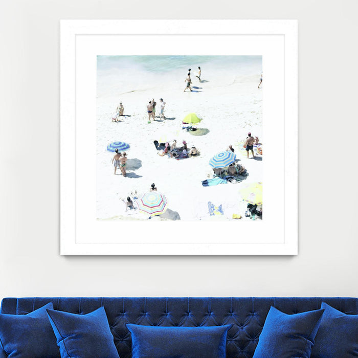 Œuvre d’art murale encadrée blanche et mate « Happy Days » 36 x 36