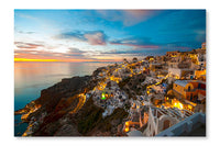  Santorini Greece 16 po x 24 po : Cadre d'art mural et panneau de tissu
