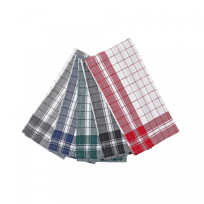 Linges à vaisselle en coton à motif de carreaux - ensemble de 5