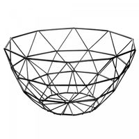 Corbeille de fruits ronde en métal noir à motifs de formes géométriques