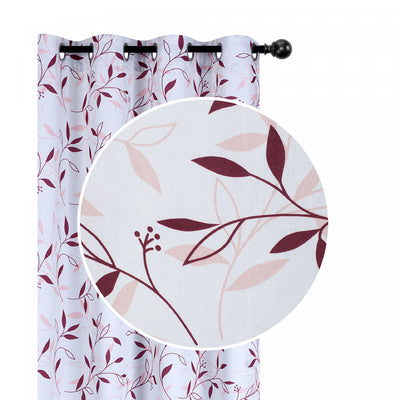 Decorative Polyester Panel Leafy Burgundy 84" - Set of 2 Drapes and Blinds|Rideau décoratif de 84 po en polyester orné de feuilles bourgogne - ensemble de 2 rideaux